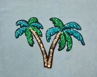 Patch palmiers en paillettes, écusson thermocollant, fer sur patch, patch à coudre, customiser vêtements et accessoires