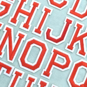 Red iron-on alphabet letter patches, embroidered patches, customize, personalize