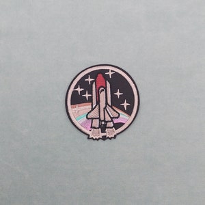 Embroidered rocket patch, iron-on badge