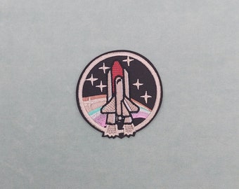 Embroidered rocket patch, iron-on badge