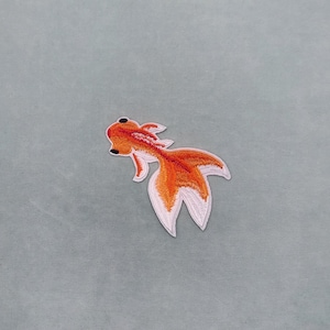 Iron-on goldfish illustration patch, embroidered badge on iron