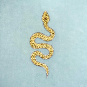 Großer goldener Strass-Schlangenaufnäher, zum Aufbügeln oder Aufnähen, zum Personalisieren von Kleidung und Accessoires