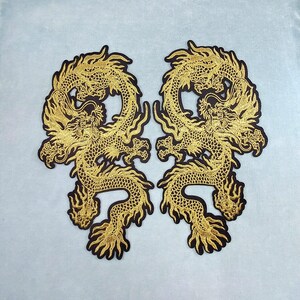 Large iron-on dragon patch 31 cm / 22 cm, Embroidered iron-on patch, Applique