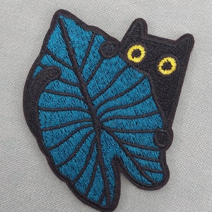 Patch chat et feuille d'arbre, écusson thermocollant brodé image 2