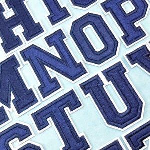 Navy blue iron-on alphabet letter patches, embroidered patches, customize, personalize