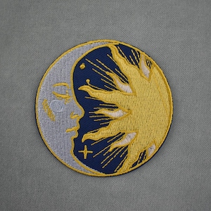 Embroidered sun moon iron-on patch