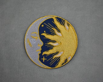 Embroidered sun moon iron-on patch