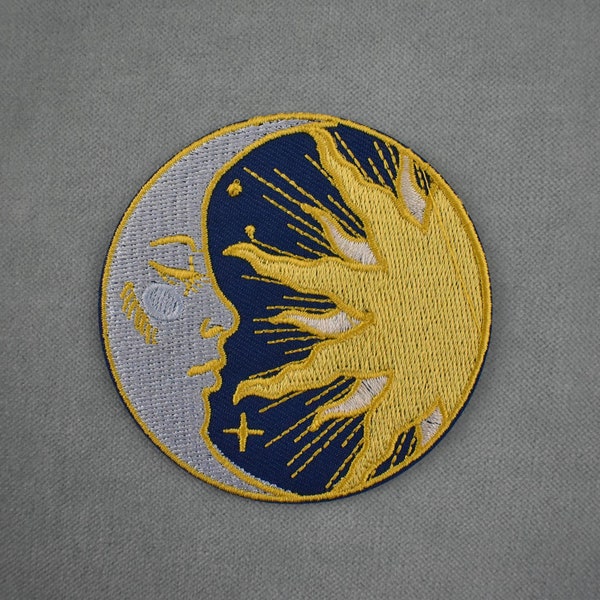 Patch thermocollant Lune soleil brodé