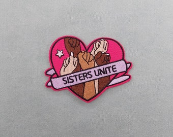 Embroidered iron-on feminist symbol patch, embroidered badge on iron