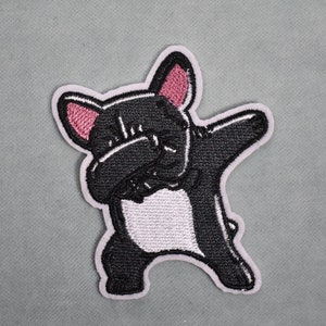 Bulldog Dab patch, embroidered fusible patch, iron on patch, sewing patch, customize clothes and accessories