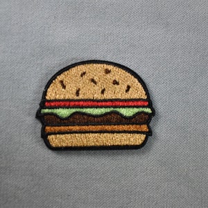Hamburger patch, embroidered iron-on patch, iron on patch, sew-on patch