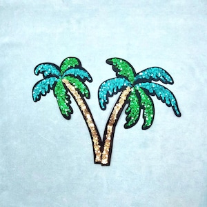 Palm tree sequin patch, iron-on patch, sew-on patch, customize clothing and accessories
