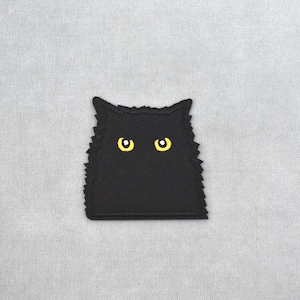 Black cat patch, embroidered iron-on patch 6 cm x 6 cm