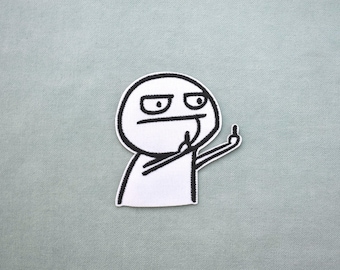 Angry Man patch, embroidered iron-on patch