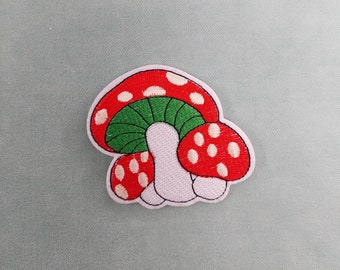 Mushroom iron-on patch 7 cm / 7.5 cm, Embroidered badge