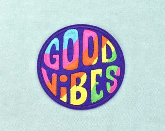 Vibes iron-on patch, embroidered patch on iron