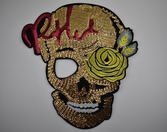 Mexican death-head patch in glitter