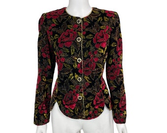 Floral Velvet Evening Jacket - Size 12