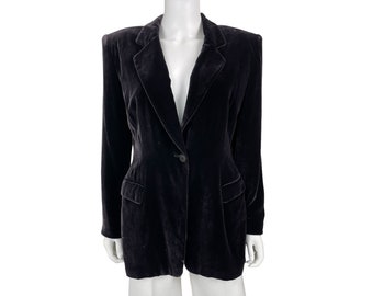 Longline Plum Velvet Blazer - Size 8