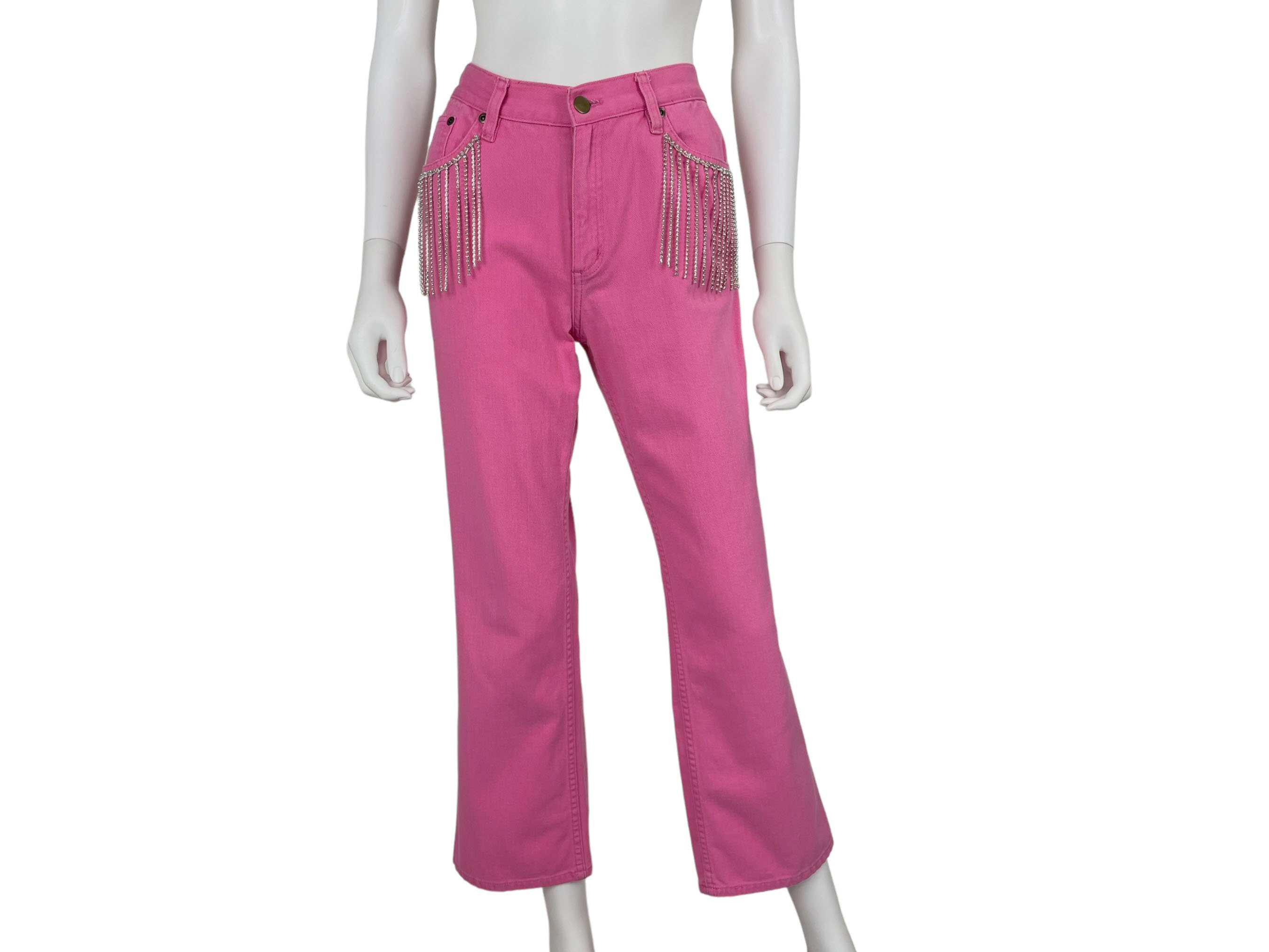 Jeans with sale pink fringe