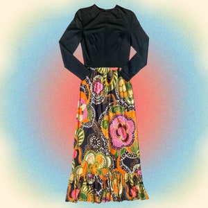 Psychodeliczny kwiatowy maxi - rozmiar XS