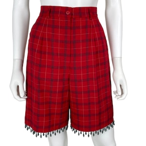 1:1 Beaded Trim Plaid Shorts - Size M