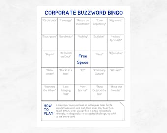 Korporatives Buzzword-Bingospiel • Arbeitsplatz-Eisbrecher (herunterladbar)