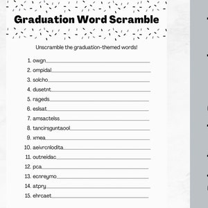 Graduation Word Scramble • Grad Party Game • Graduation Game • Graduation Activity, Downloadable