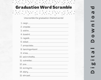Graduation Word Scramble • Grad Party Game • Graduation Game • Graduation Activity, Downloadable