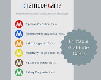 M&M Gratitude Game • Digital Download Gratitude Game • Practice Daily Gratitude • Classroom Gratitude Game
