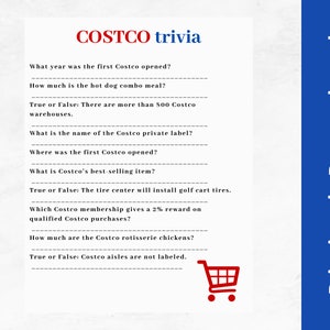 Jogo de curiosidades Costco | Jogo de festa de aniversário Costco