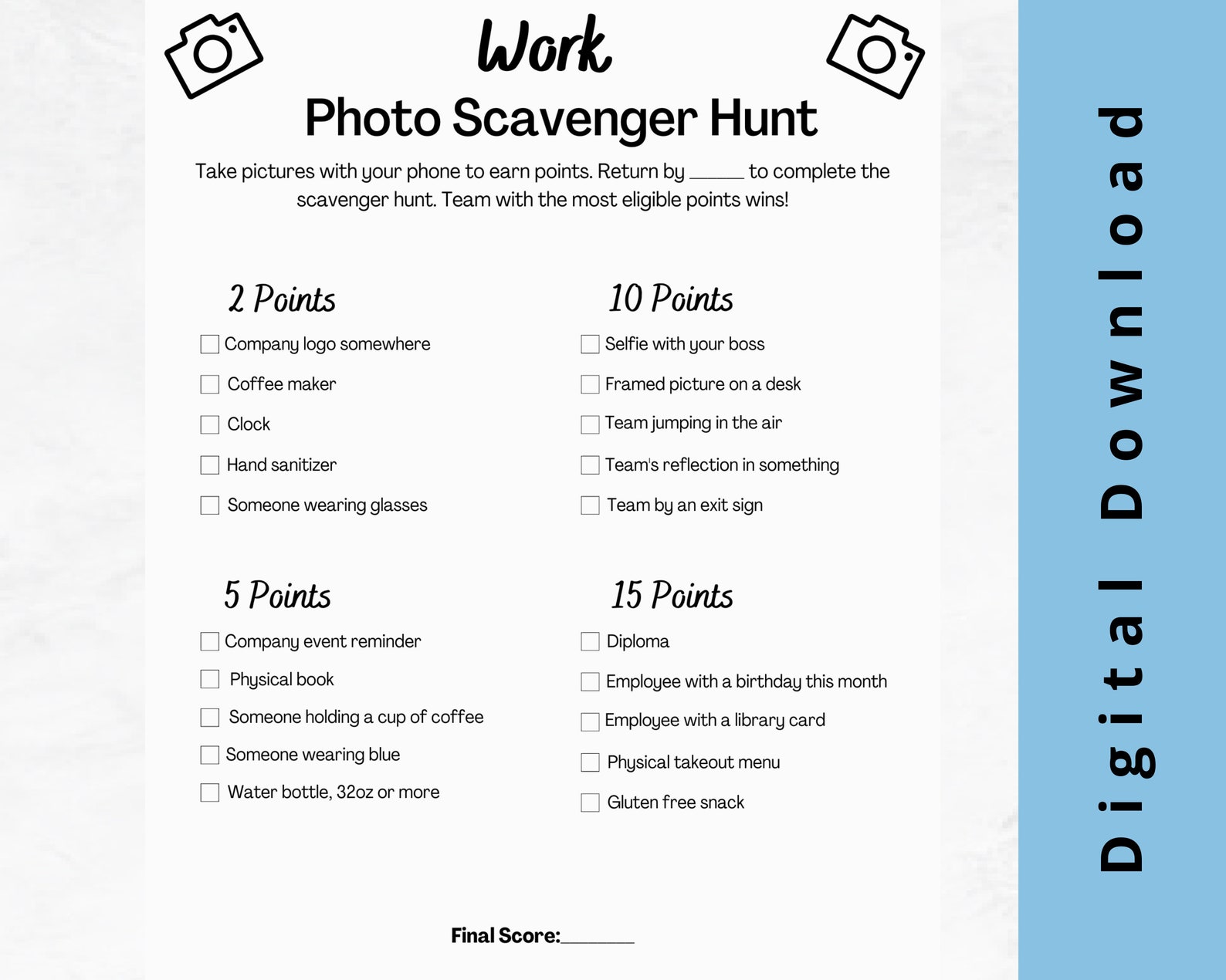 Work Photo Scavenger Hunt • Workplace Team Game (downloadable) - Etsy