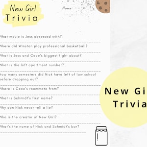 New Girl Trivia • TV Show Trivia Game • New Girl Game • Jess, Nick, Schmidt, Winston • Digital Download