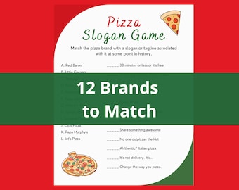 Pizza Slogan Trivia Game | Pizza Birthday Party, Family Night Activity