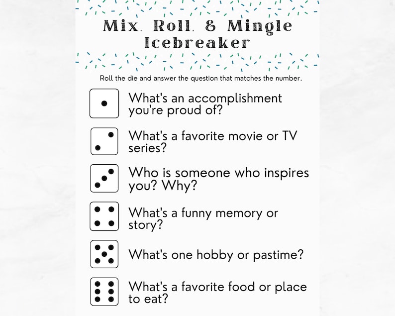 Icebreaker Dice Game • Simple, Easy Activity for Group Bonding • Get to