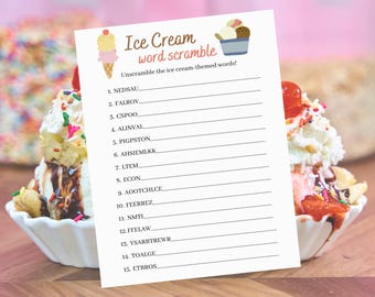 Ice Cream Word Scramble Game • Summer Party Activity (Digital Download)