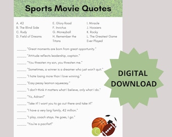 Sportfilm Zitate Spiel • Druckbares Memory Spiel (Digitaler Download)