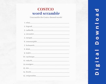 Costco Word Scramble | Costco Birthday Party Game