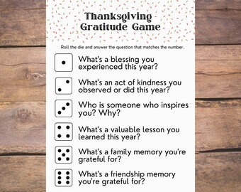 Thanksgiving Gratitude Game • Family Friendly Thanksgiving Game • Thanksgiving Dinner • Friendsgiving Game • Fall Thankfulness Dice Game