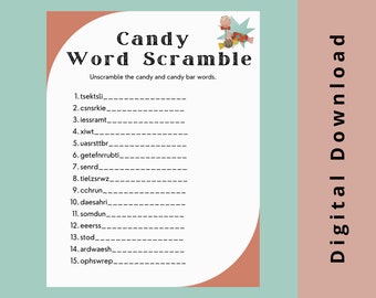 Candy Word Scramble • Geburtstagsparty-Spiel • Eisbrecher-Spiel • Digitaler Download • Druckbar