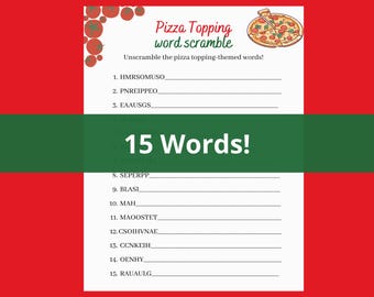 Pizza Topping Word Scramble | Pizza Birthday Party Game | Family Night Activity