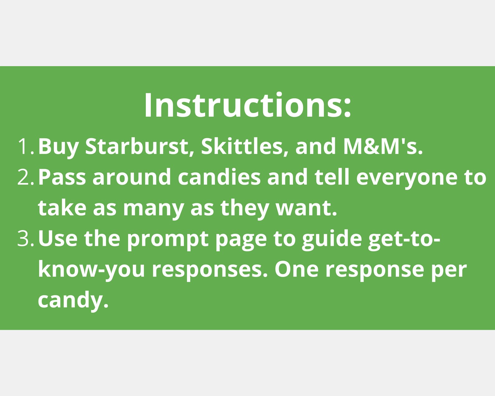 Candy Icebreaker Game Gettoknow You Game for Groups Immediate