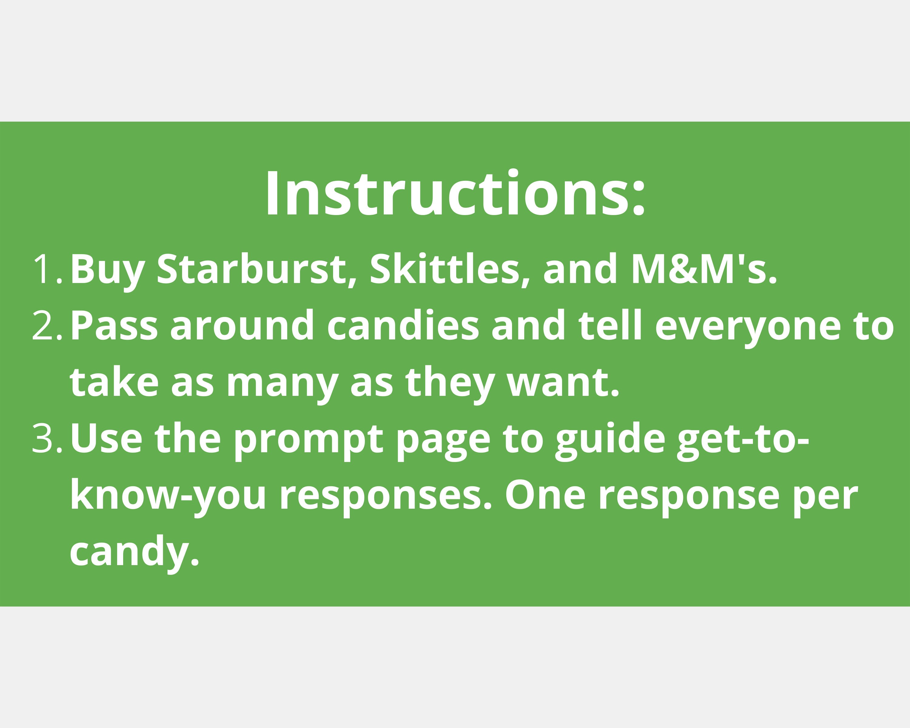 Candy Icebreaker Game Gettoknow You Game for Groups Immediate