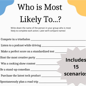 Who Is Most Likely To Game • Get to Know You Game • Icebreaker Game • Fun Digital Download Game for Groups, Friends, and Teams