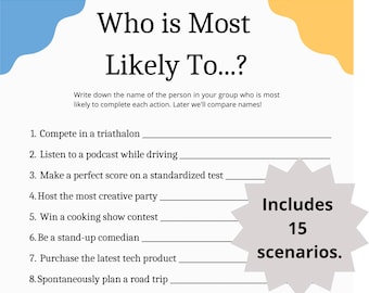 Who Is Most Likely To Game • Get to Know You Game • Icebreaker Game • Fun Digital Download Game for Groups, Friends, and Teams