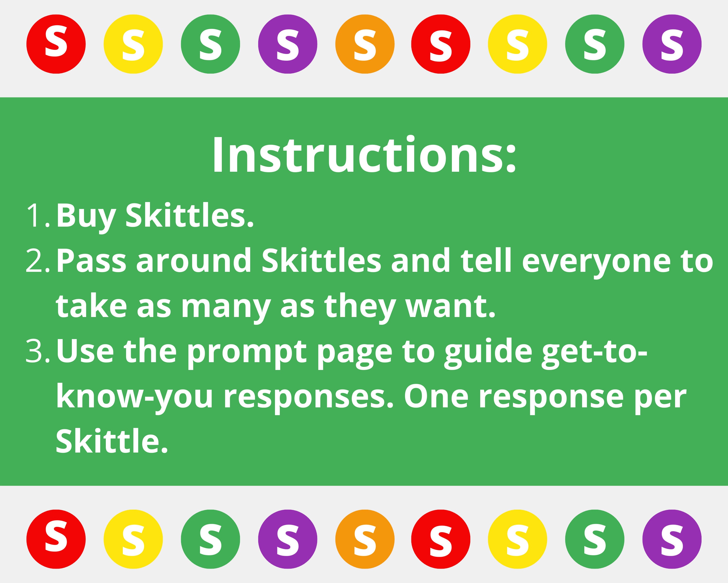 Skittles Icebreaker Game Get-to-know You Game for Groups Immediate