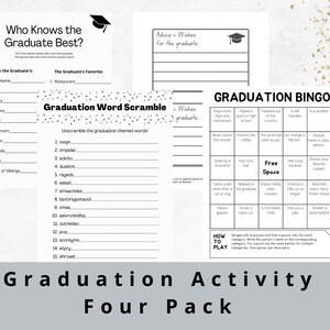 Graduation Party Activities • Graduation Bingo Game • Graduation Game Bundle • Graduation Word Scramble • Graduation Activity, Downloadable