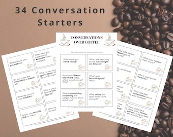 Conversation Starters • Coffee Themed Party Games • Work Game • Coffee Shop Party • Coffee Bridal Shower • Coffee Birthday Party
