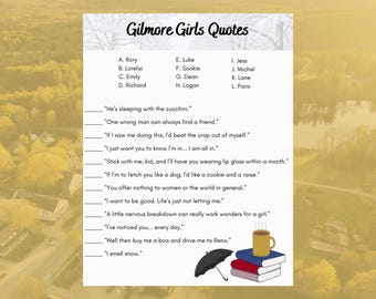 Gilmore Girls Trivia-Spiel • Zitate Passende Aktivität (Digitaler Download)