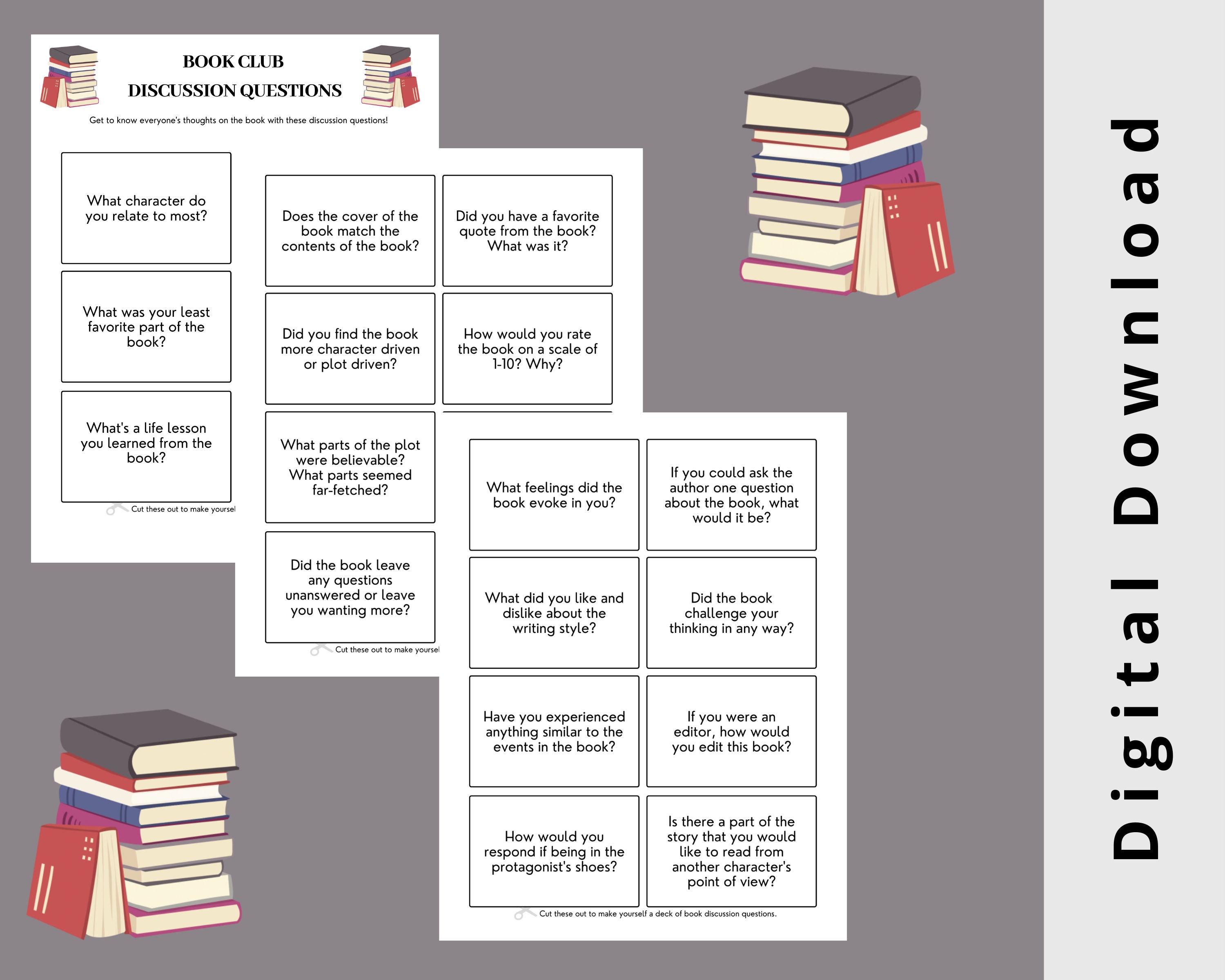 Book Club Discussion Questions Book Club Party Game Book Games Book